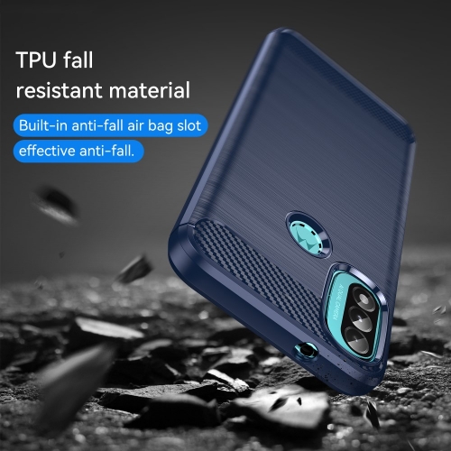 Силиконов Калъф Carbon Fibre Brushed за Motorola Moto E40/E30/E20, Син