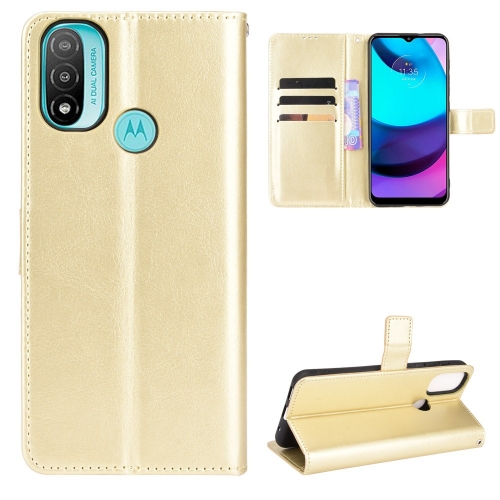 Калъф Тефтер Crazy Horse за Motorola Moto E20, Златист