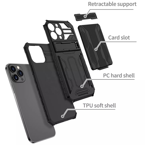 Удароустойчив Калъф с Поставка COMBO Case за iPhone 13 Pro, Черен