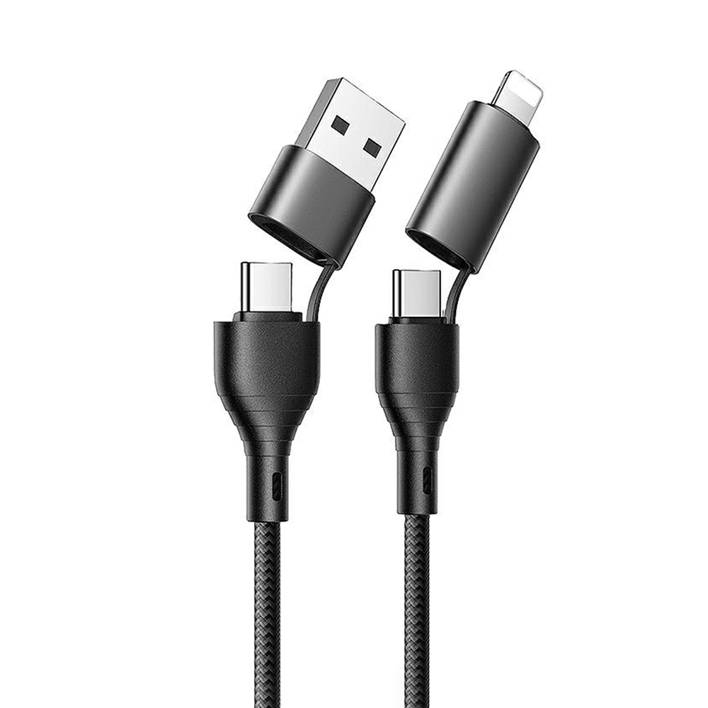 USB Кабел JELLICO A8, PD, 3A, 4 в 1, Черен
