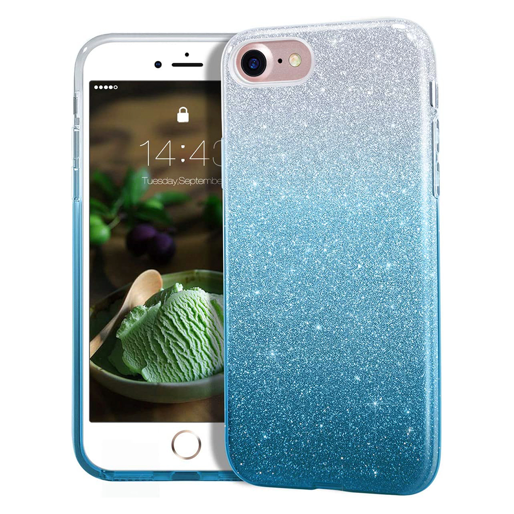 Удароустойчив Калъф Shining за Iphone 7 / 8 / SE 2020 / SE 2022, Син-Сребрист