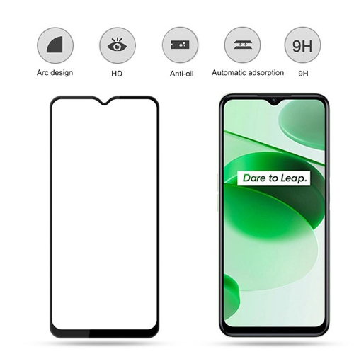 Стъклен Протектор 5D Full Glue за Realme C35, Черен