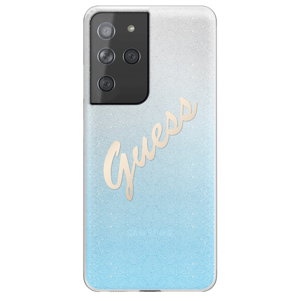 Силиконов калъф Guess за Samsung Galaxy S21 Ultra, Сребрист/Син