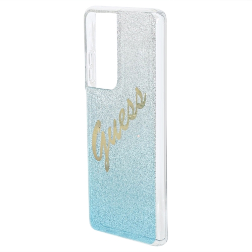 Силиконов калъф Guess за Samsung Galaxy S21 Ultra, Сребрист/Син