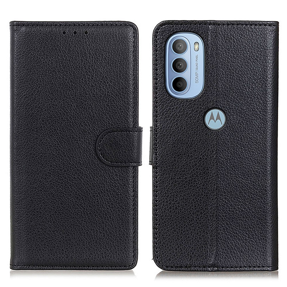Калъф Тефтер Litchi Texture за Motorola Moto G31 / G41, Черен