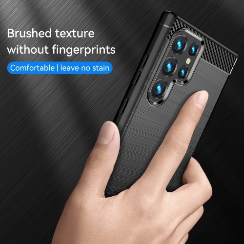 Силиконов Калъф Carbon Fibre Brushed за Samsung Galaxy S22 Ultra 5G, Черен