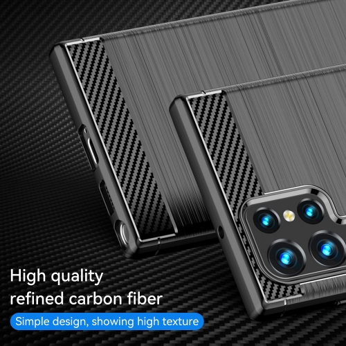 Силиконов Калъф Carbon Fibre Brushed за Samsung Galaxy S22 Ultra 5G, Черен