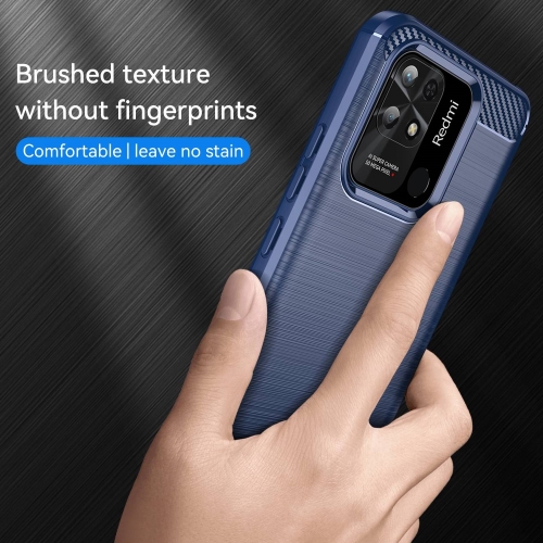 Силиконов Калъф Carbon Fibre Brushed за Xiaomi Redmi 10C, Син