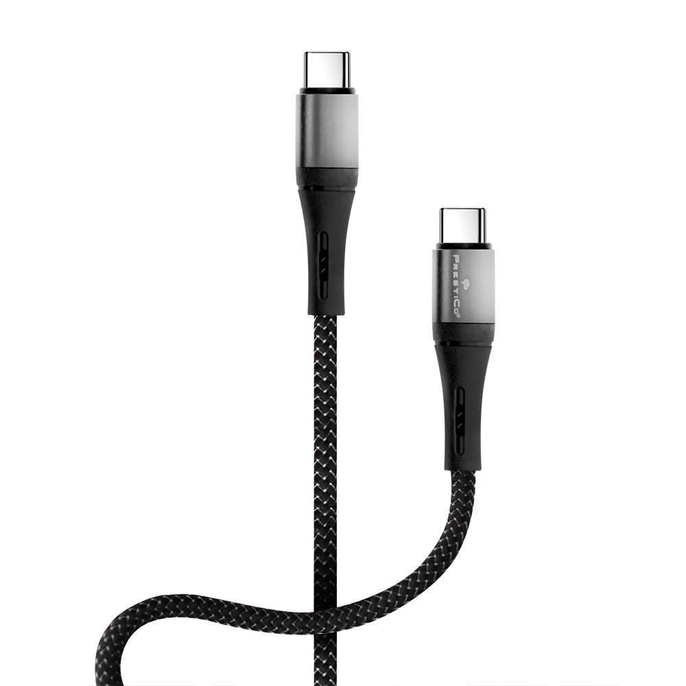 Кабел PRESTICO T10 от USB-C към USB-C, 60W, Черен
