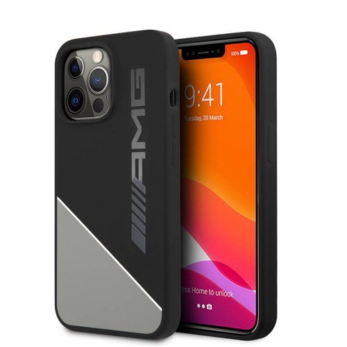 Калъф AMG Liquid за iPhone 13 Pro, Черен- Сив
