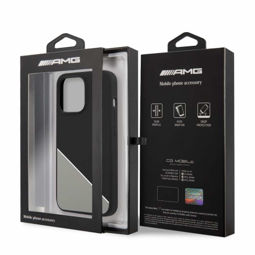 Калъф AMG Liquid за iPhone 13 Pro, Черен- Сив