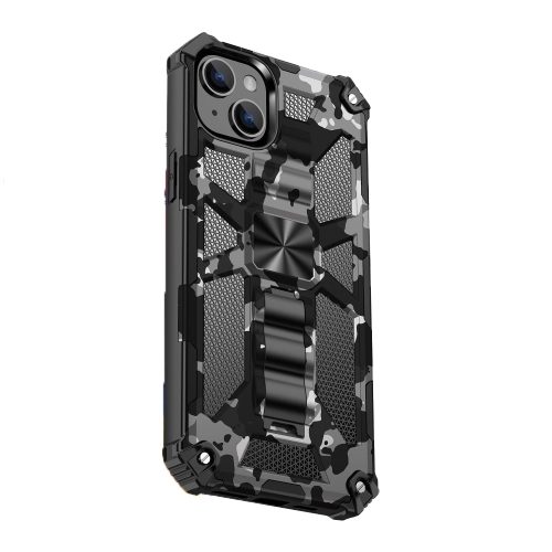 Удароустойчив гръб с поставка Military за Iphone 14 Plus, камуфлаж черен