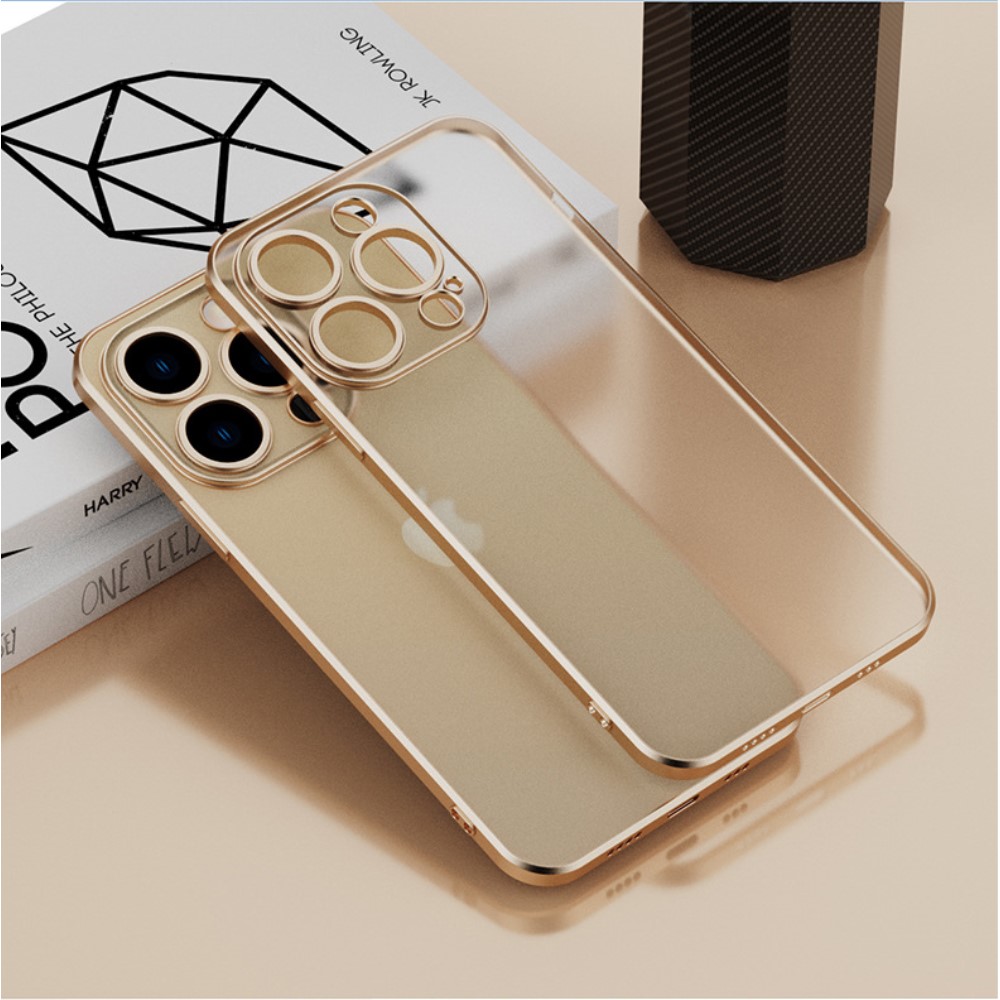 Силиконов калъф Electroplating за iPhone 14 Pro, златист