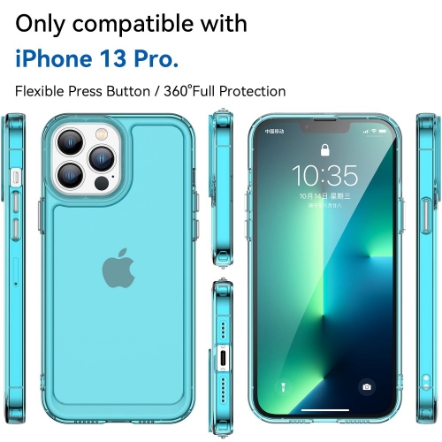 Силиконов калъф Candy за iPhone 13 Pro, Прозрачен-Син