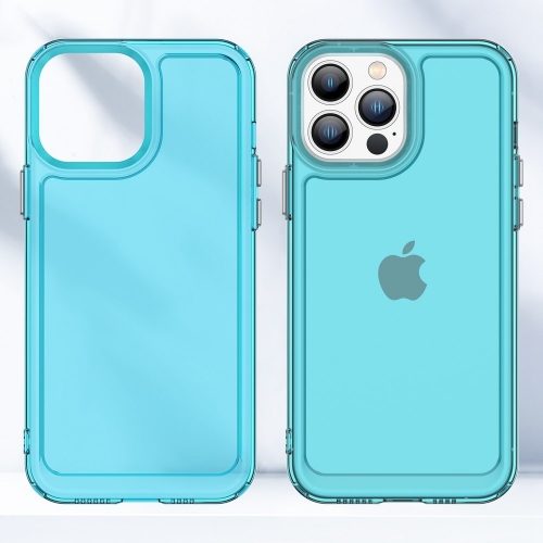 Силиконов калъф Candy за iPhone 13 Pro, Прозрачен-Син