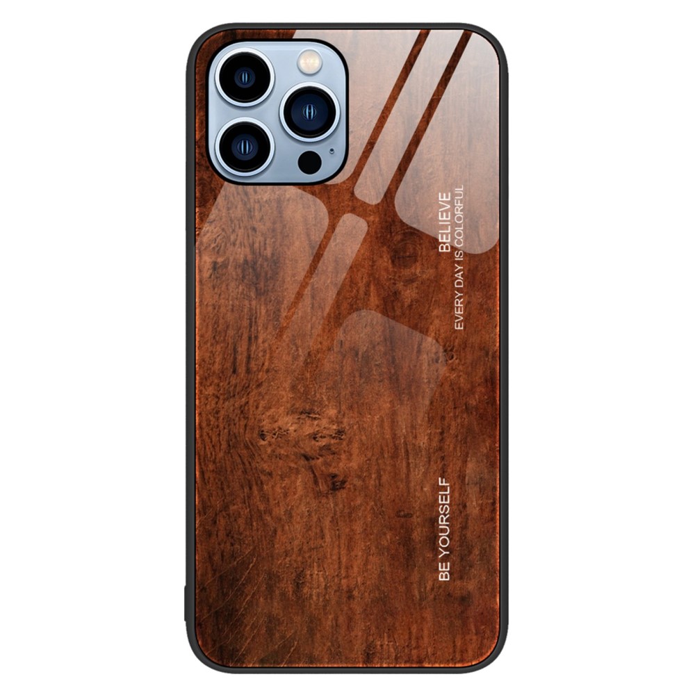 Калъф Glass Wood Texture за Iphone 14 Pro Max, дърво