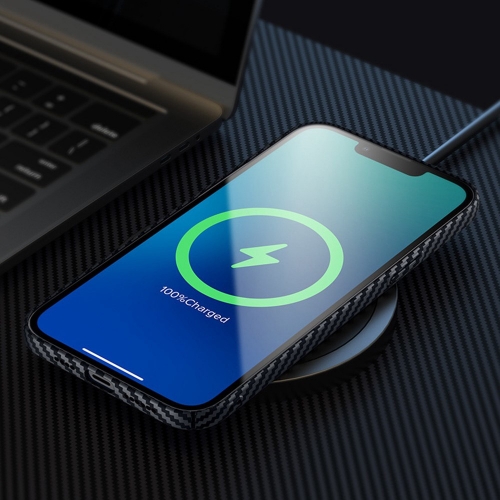 Силиконов калъф FULL Carbon за iPhone 14 Pro, Червен- Черен