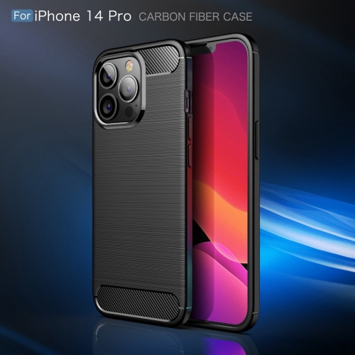 Силиконов калъф Carbon Fibre Brushed за Iphone 14 Pro, черен