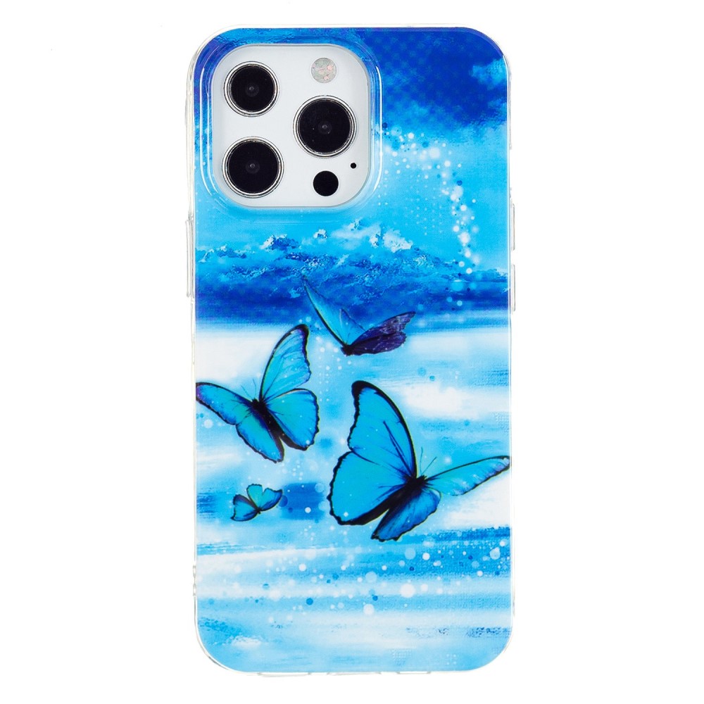 Силиконов калъф за iPhone 14 Pro Max, фосфоресцентен, Пеперуди