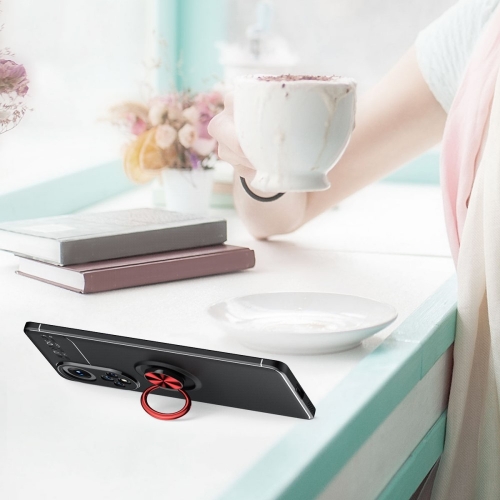 Удароустойчив калъф Ring Holder за Huawei Nova 9/Honor 50, Черен/ Червен