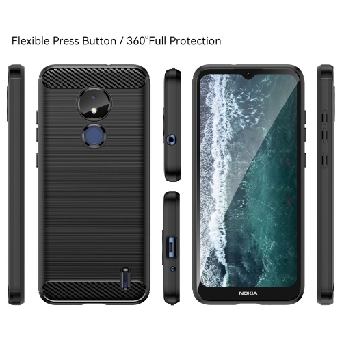 Силиконов Калъф Carbon за Nokia C21, Черен