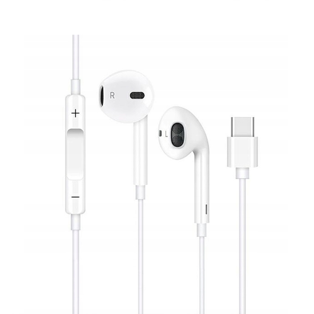 Слушалки с микрофон Prestico HF3, Type C, бял