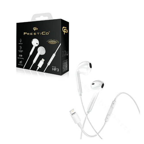 Слушалки с микрофон Prestico HF3, LIGHTNING, бял