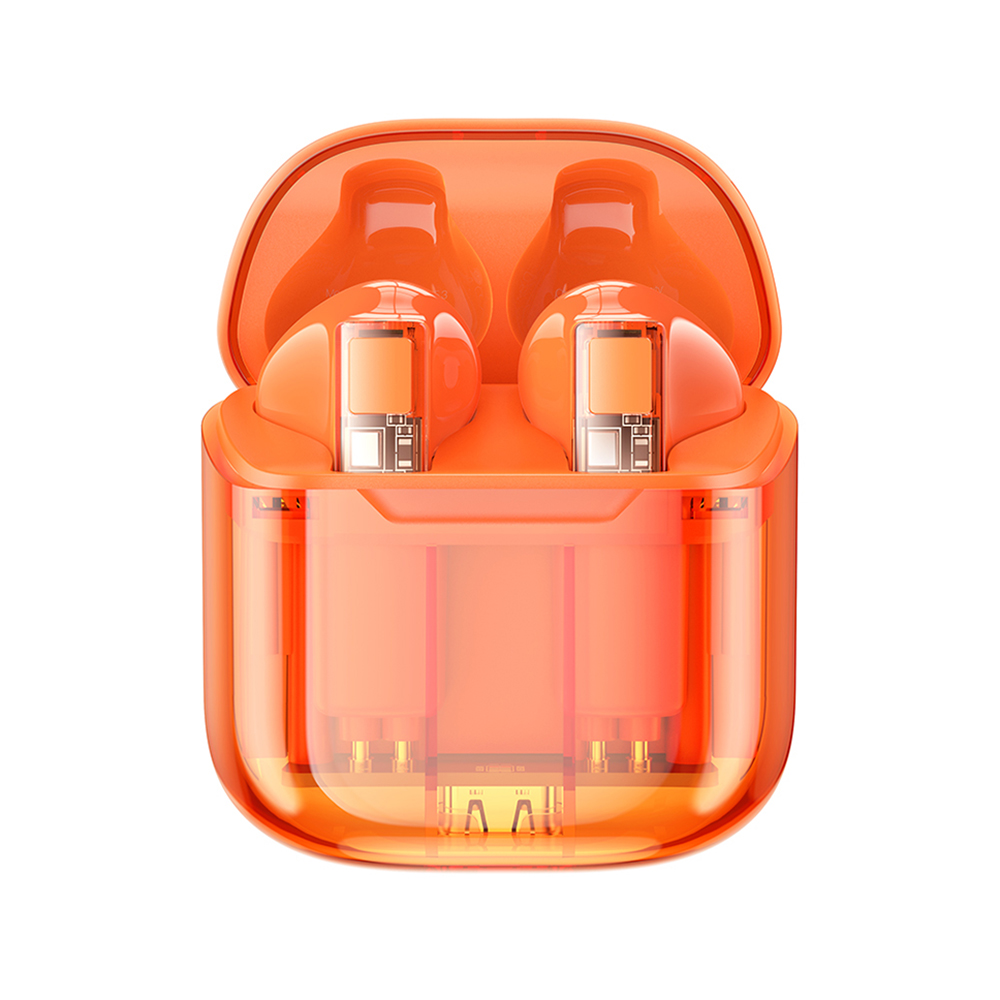 Слушалки Borofone TWS BW23 Crystal Bean Transparent Edition, оранжев