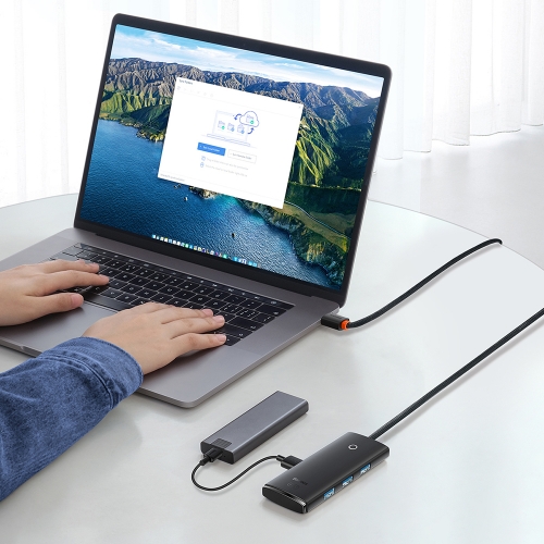 Адаптер Baseus Hub, Type C към 4 X USB3.0, 2 m, черен