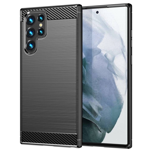 Силиконов калъф Carbon за Samsung Galaxy S23 Ultra, черен
