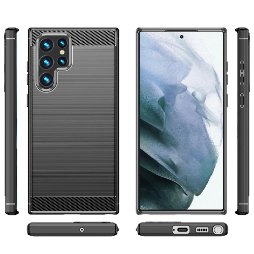 Силиконов калъф Carbon за Samsung Galaxy S23 Ultra, черен