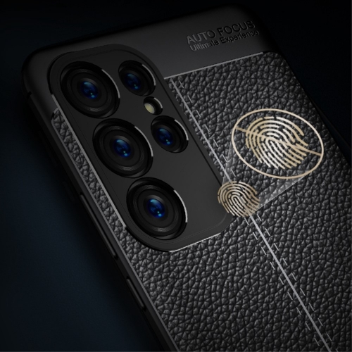 Силиконов калъф Litchi за Samsung Galaxy S23 Ultra, черен