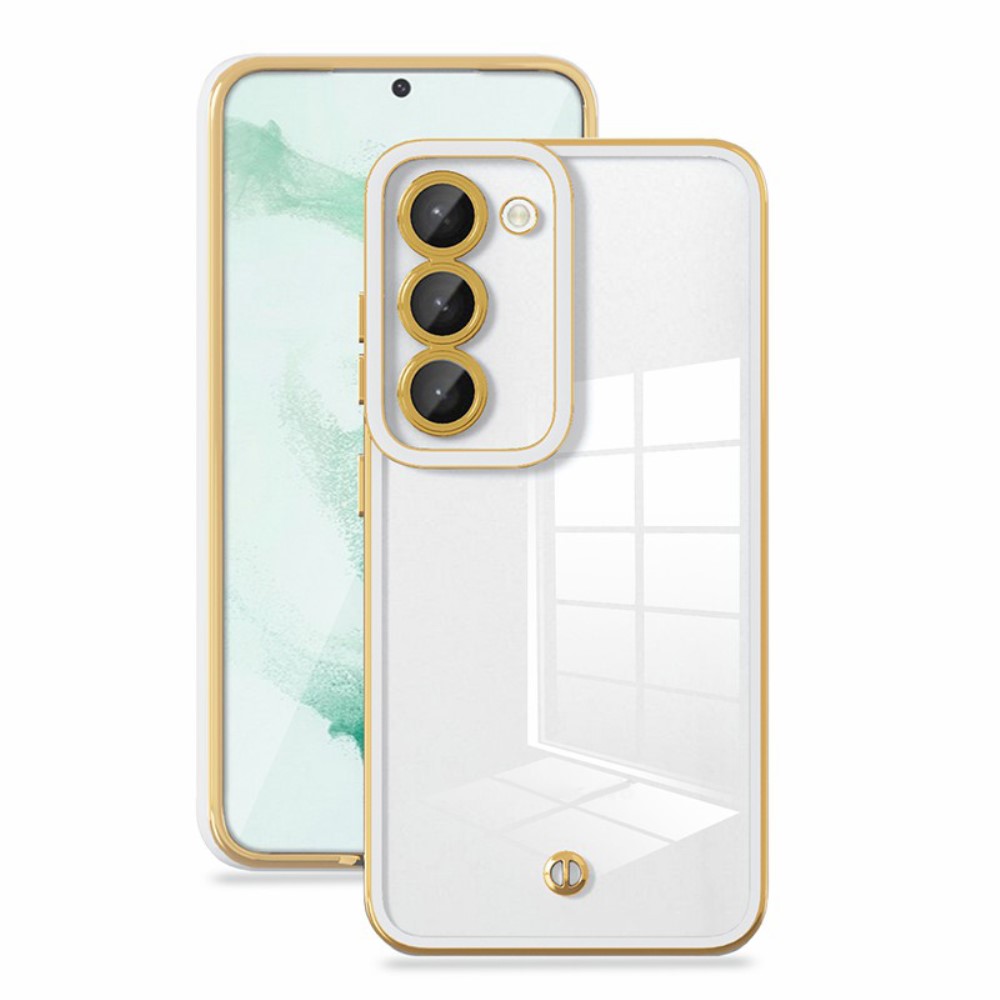 Силиконов калъф за Samsung Galaxy S23, Electroplated, бял