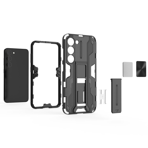 Удароустойчив калъф Shockproof за Samsung Galaxy S23, с поставка, черен