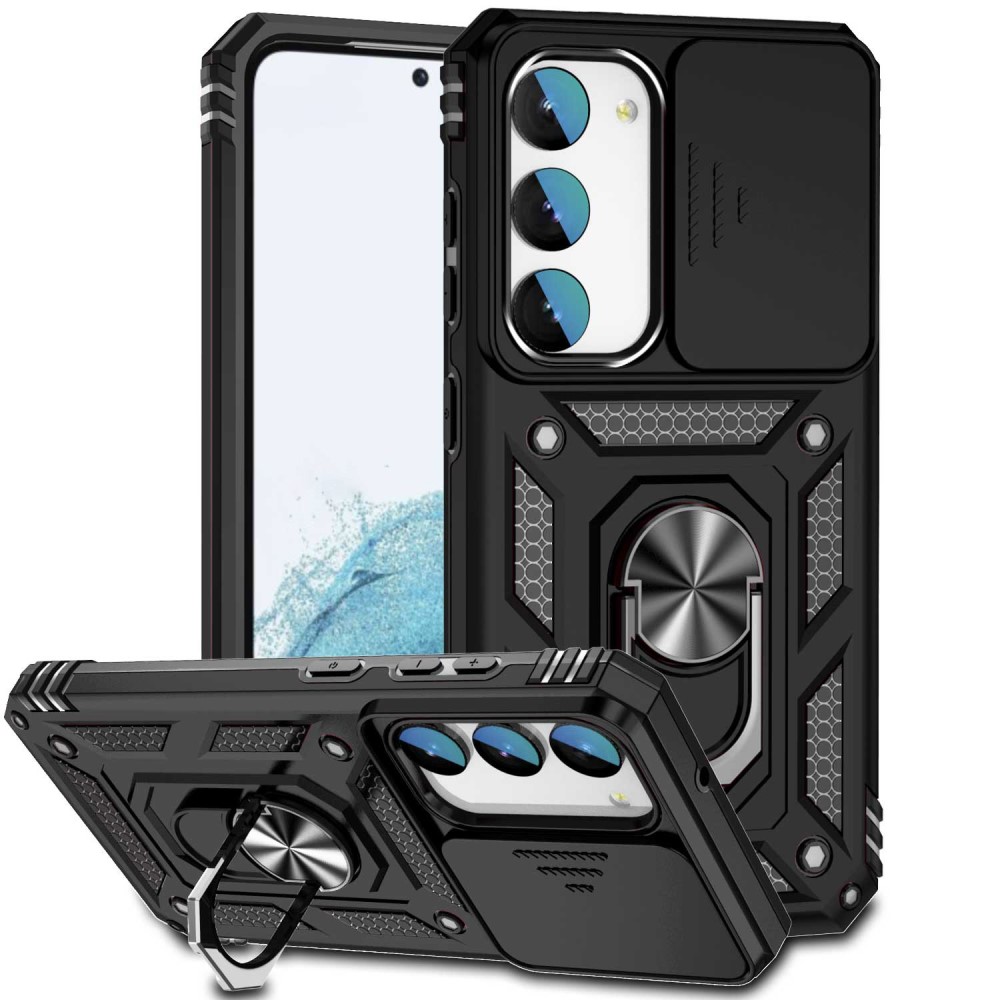 Удароустойчив калъф Slide Camera за Samsung Galaxy S23 Plus, с поставка, Черен