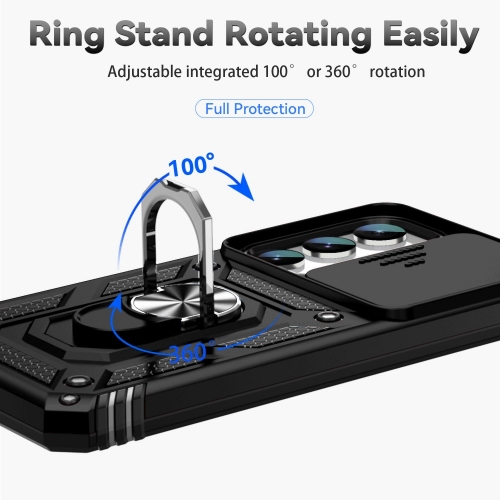 Удароустойчив калъф Slide Camera за Samsung Galaxy S23 Plus, с поставка, Черен