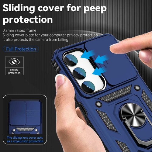 Удароустойчив калъф Slide Camera за Samsung Galaxy S23 Plus, с поставка, Син
