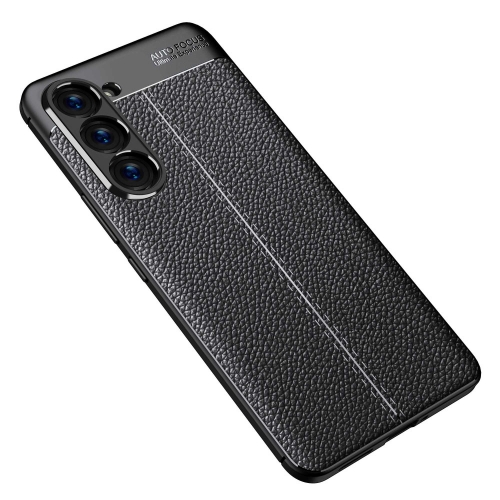 Силиконов калъф Litchi за Samsung Galaxy S23 Plus, черен