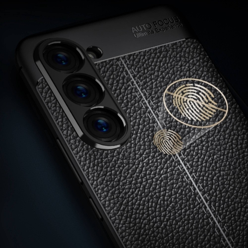 Силиконов калъф Litchi за Samsung Galaxy S23 Plus, черен