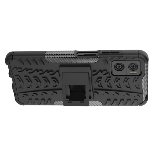 Удароустойчив Калъф с поставка Hybrid Tyre Pattern за Motorola Moto E22 4G, черен