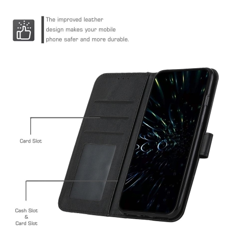 Калъф Тефтер Stitching Lines за Motorola Edge 30 Neo 5G, Черен