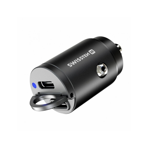 Зарядно за кола  SWISSTEN, PD, 45W, 2xUSB-C,12V-24V, Nano, Черен