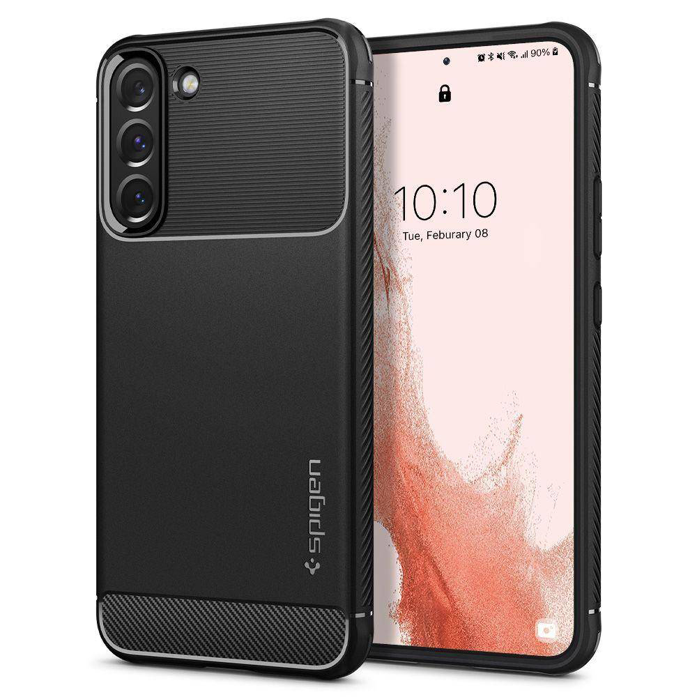 Калъф Spigen Rugger Armor за Samsung Galaxy S22, Матов, ACS03986, 8809811856033, Черен