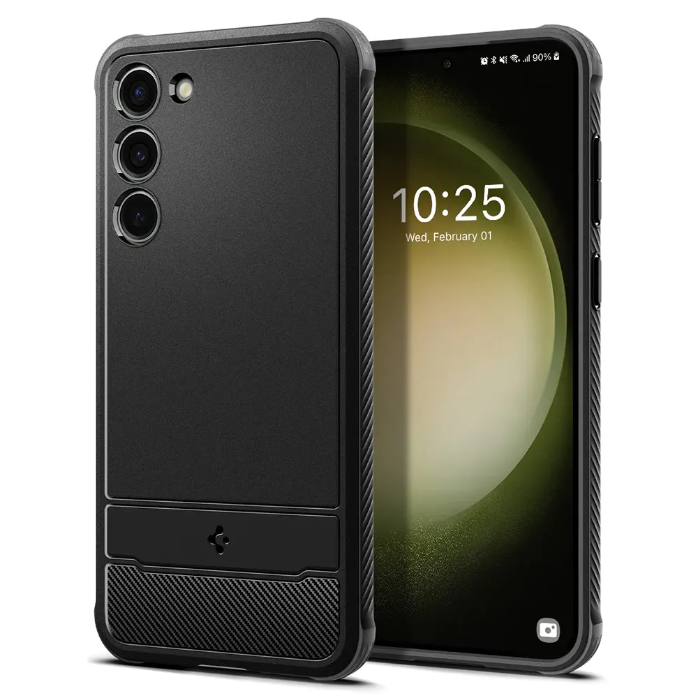 Калъф Spigen Rugger Armor за Samsung Galaxy S23, Матов, ACS05711, 8809896741088, Черен