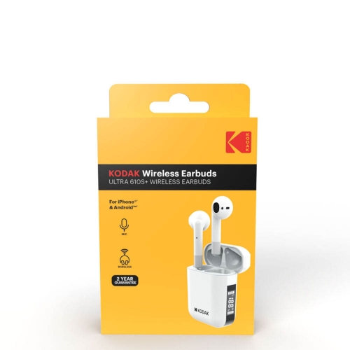 Безжични Слушалки KODAK 610S+ TWS Earbuds, бял