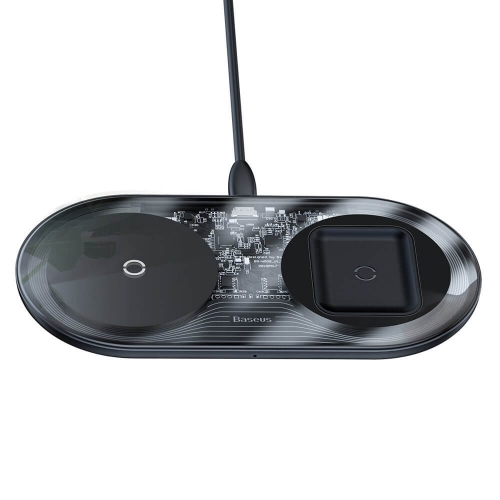 Безжично зарядно Baseus Simple Wireless WXJK-A01, 18W, 2in1, прозрачен