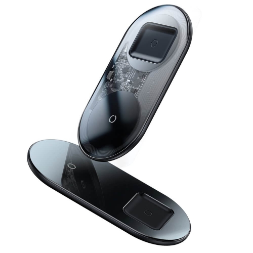 Безжично зарядно Baseus Simple Wireless WXJK-A01, 18W, 2in1, прозрачен