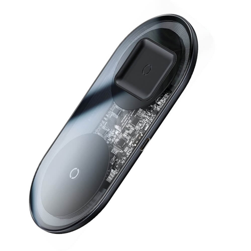 Безжично зарядно Baseus Simple Wireless WXJK-A01, 18W, 2in1, прозрачен