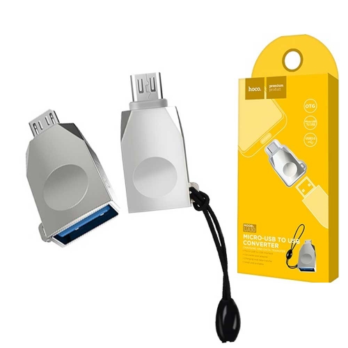 Адаптер HOCO UA10 OTG, USB to micro USB, сребрист 
