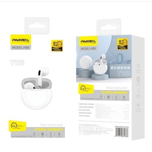 Безжични слушалки PAVAREAL True TWS PA-H08, бял